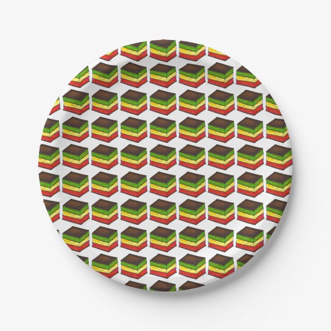 Italian Rainbow Seven Layer Tricolor Cookie Bakery Paper Plates (Front)