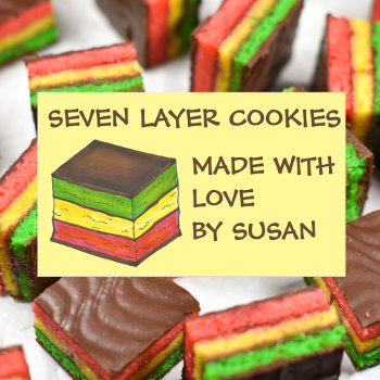 Italian Rainbow Seven Layer Tricolor Cookie Bakery Rectangular Sticker by rebeccaheartsny at Zazzle