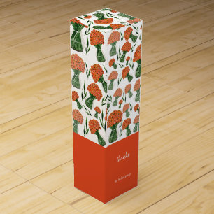 Italian Ranunculus Orange Watercolor Monogrammed Wine Box