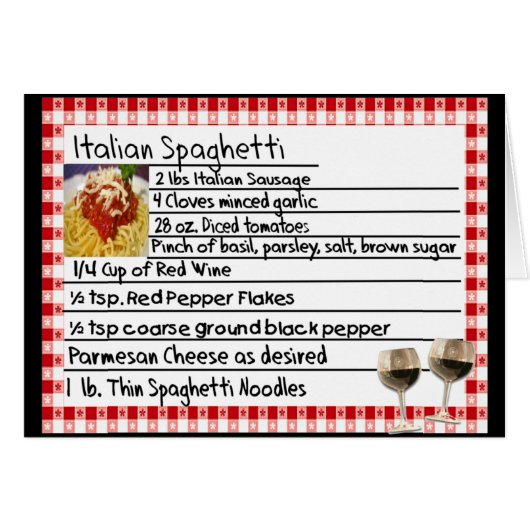Italian Recipe Card Gifts "Spaghetti" (Front Horizontal)
