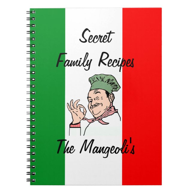Italian Recipes-Flag of Italy Notebook (Front)