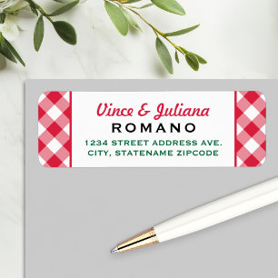 Italian Red Checkered Wedding Return Address Label