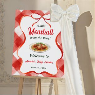 Italian Red Gingham Meatball Pasta Baby Shower Foam Board