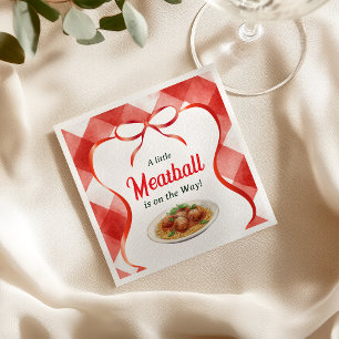 Italian Red Gingham Meatball Pasta Baby Shower Napkins