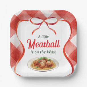 Italian Red Gingham Meatball Pasta Baby Shower Paper Plates