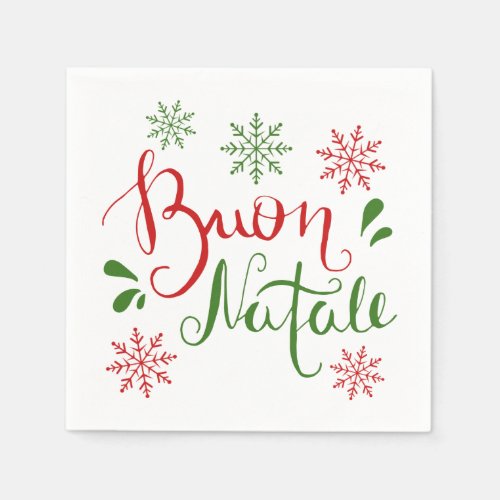 Italian Red Green Merry Christmas Napkins