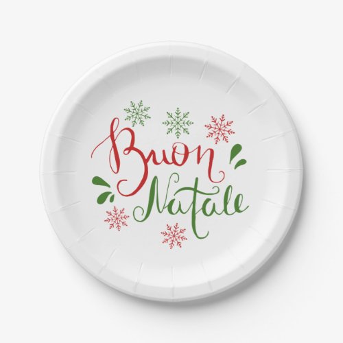 Italian Red Green Merry Christmas Paper Plates