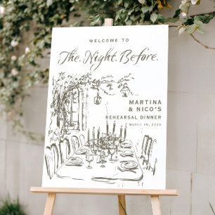 Italian Rehearsal Dinner Welcome Sign Hand Drawn