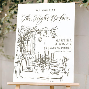 Italian Rehearsal Dinner Welcome Sign Hand Drawn
