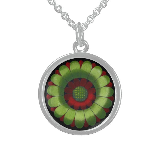 Italian Renaissance Architectural Rosette No. 2 Sterling Silver Necklace (Front)