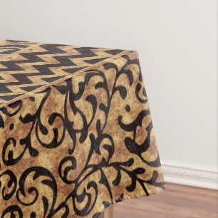 Italian Renaissance Gold Floral Pattern Tablecloth