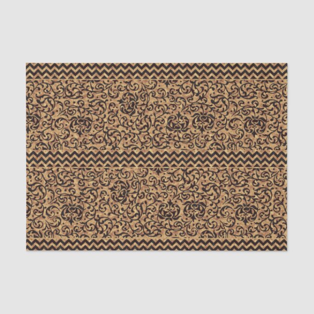 Italian Renaissance Gold Floral Pattern Tissue Paper (Front)