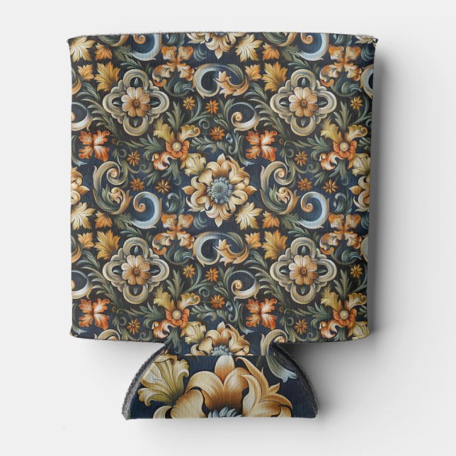 Italian Renaissance in Blue  Can Cooler (Front)