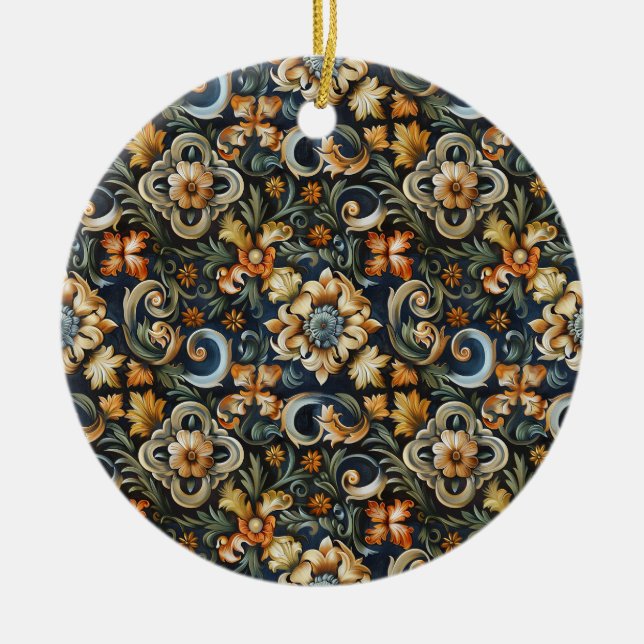 Italian Renaissance in Blue  Ceramic Ornament (Front)
