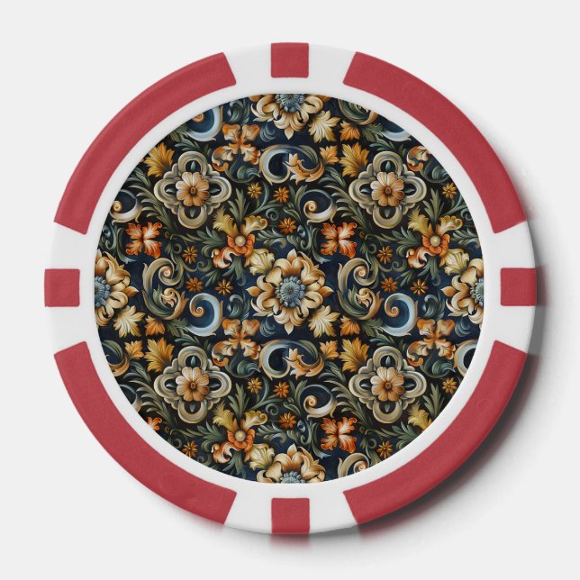 Italian Renaissance in Blue  Poker Chips (Front)