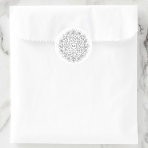 Italian Renaissance Interlaced Knot Monogram Classic Round Sticker