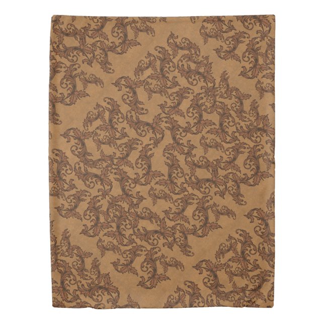 Italian Renaissance Leafy Swirls (Rust and Gold) Duvet Cover (Front)
