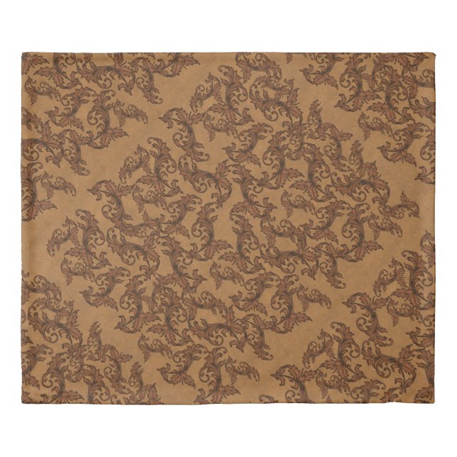 Italian Renaissance Leafy Swirls (Rust and Gold) Duvet Cover (Front)