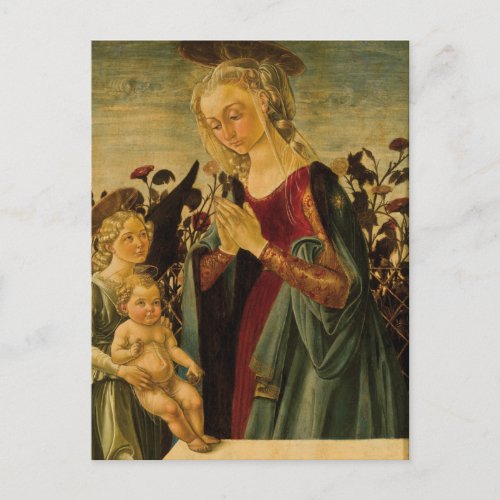 Italian Renaissance Madonna Child and Angel Postcard