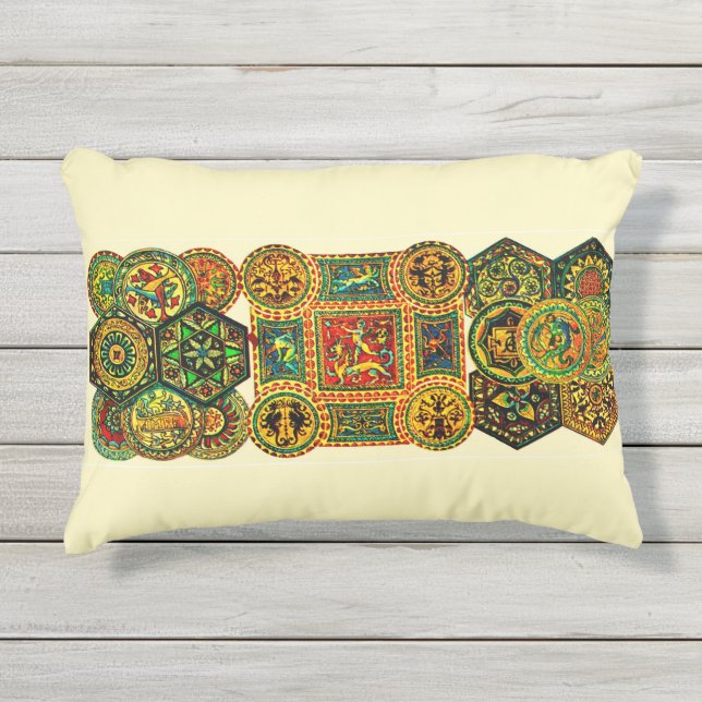 Italian Renaissance motifs print Outdoor Pillow (Front)