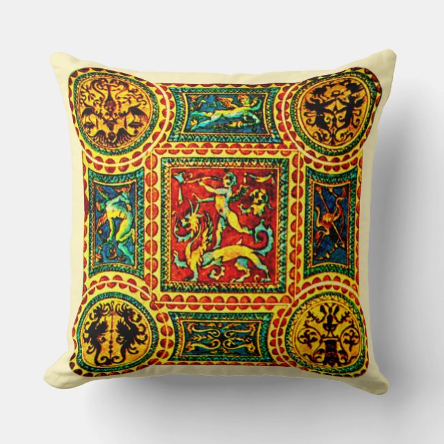 Italian Renaissance motifs print Throw Pillow (Front)