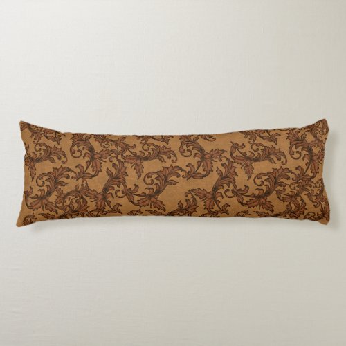 Italian Renaissance Rust and Gold Leafy Swirls Body Pillow