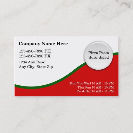 Customizable Italian Restaurant Business Cards