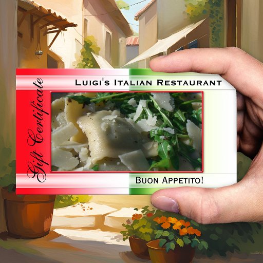 Customizable Italian Restaurant Gift Certificate Template Business Card Templates