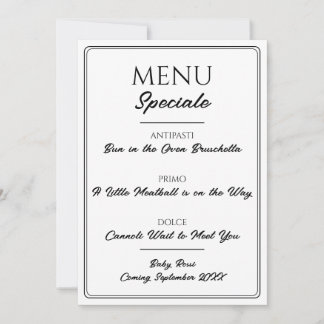 Italian Restaurant Menu Pregnancy Announcement 