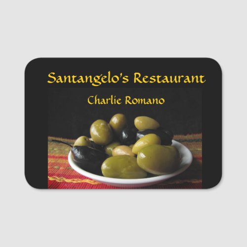 Italian Restaurant  Olive Bar Name Tag