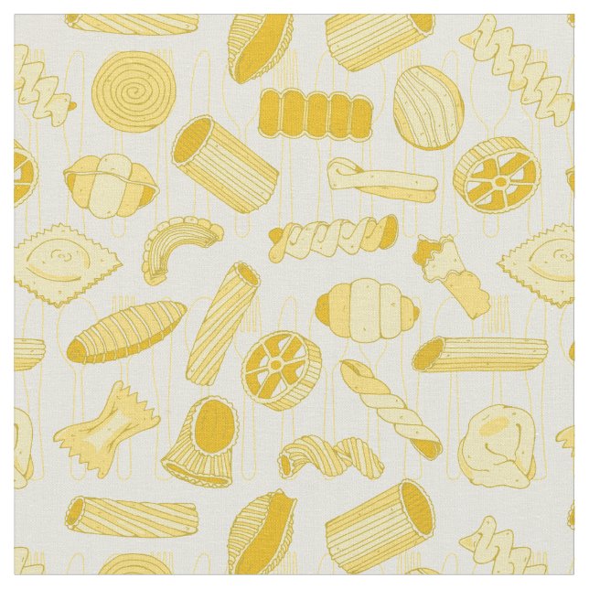 Italian Restaurant Pasta Shapes Cream Fabric (Close Up)