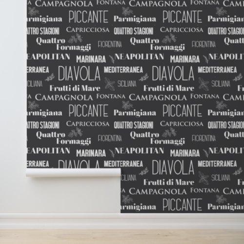 Italian Restaurant Pizza Names Typographic Wallpaper