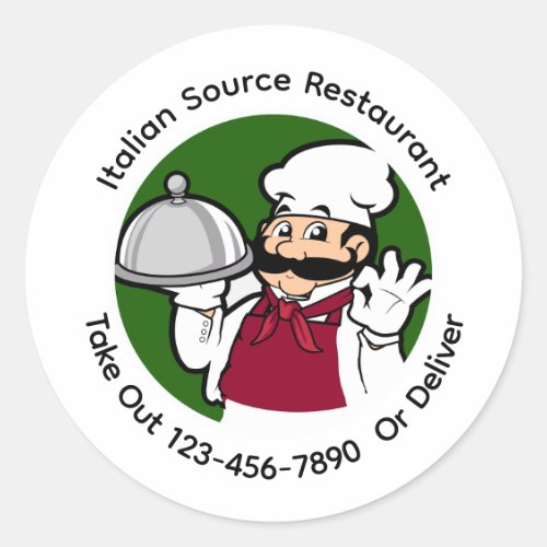 Italian Restaurant Pizza Place Takeout Stickers