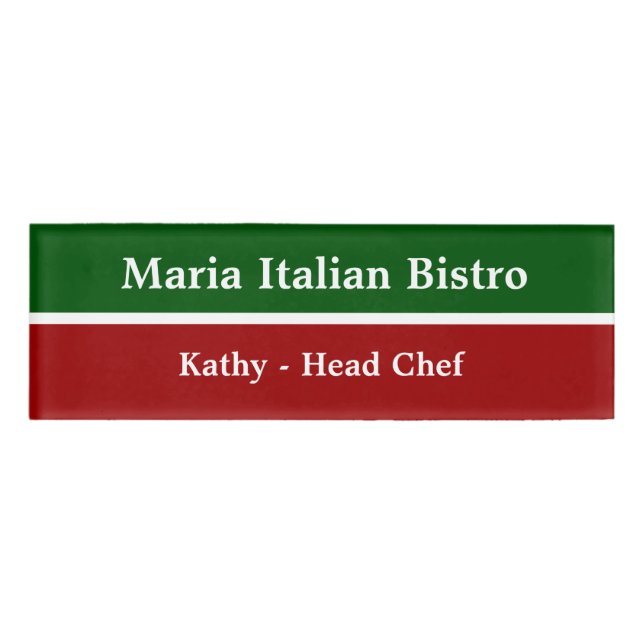 Italian Restaurant Staff Name Tag (Front)