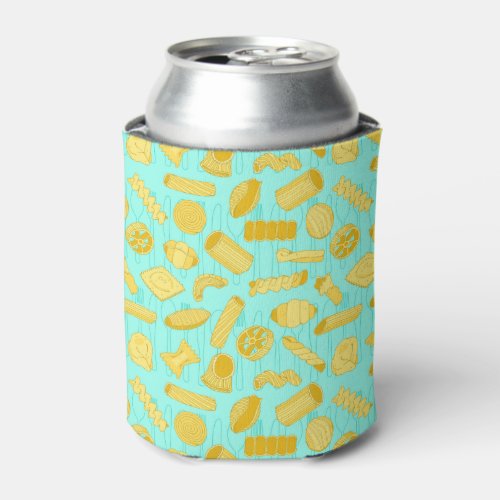 Italian Restaurant Trattoria Pasta Shapes Pattern Can Cooler