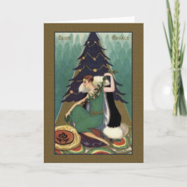 Italian Retro Art Deco Buon Natale Christmas Card