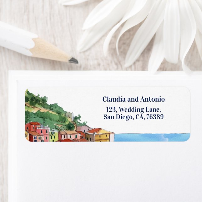 Italian Riviera Coastline Return Address Label (Insitu)