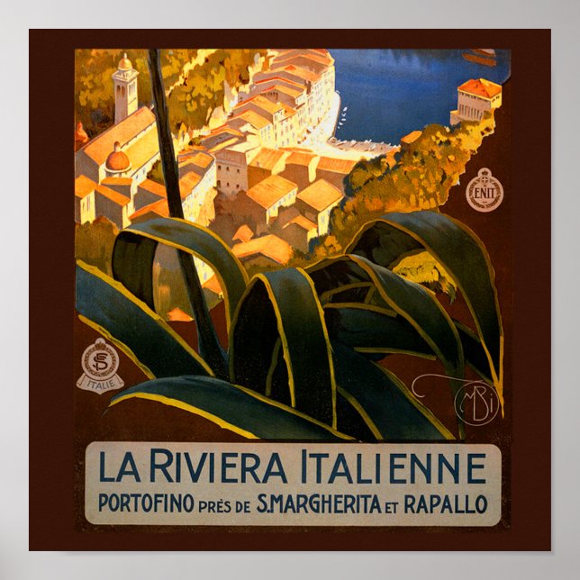 Italian Riviera Europe Italy Travel Poster (Front)