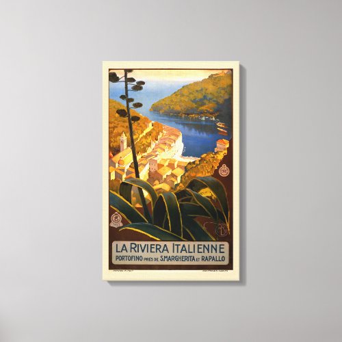 Italian Riviera Europe Italy Travel Poster Canvas Print