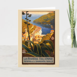 Italian Riviera Europe Italy Travel Poster Card