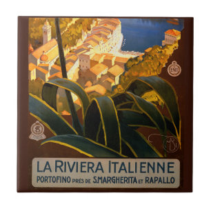 Italian Riviera Europe Italy Travel Poster Ceramic Tile