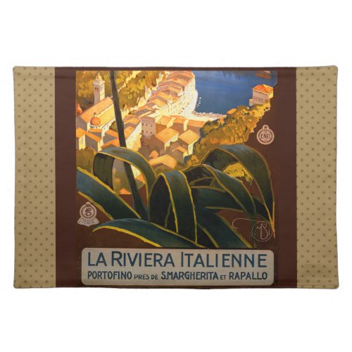 Italian Riviera Europe Italy Travel Poster Cloth Placemat