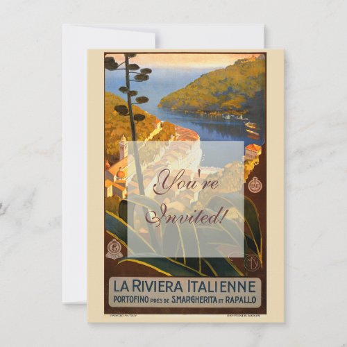 Italian Riviera Europe Italy Travel Poster Invitation