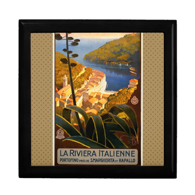 Italian Riviera Europe Italy Travel Poster Keepsake Box (Front)