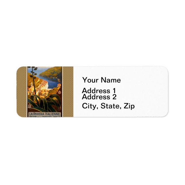 Italian Riviera Europe Italy Travel Poster Label (Front)