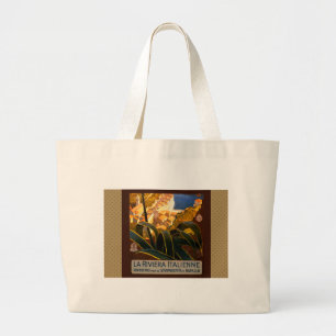 Italian Riviera Europe Italy Travel Poster Large Tote Bag