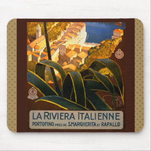 Italian Riviera Europe Italy Travel Poster Mouse Pad