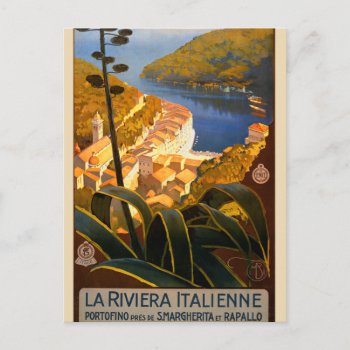 Italian Riviera Europe Italy Travel Poster Postcard by antiqueart at Zazzle