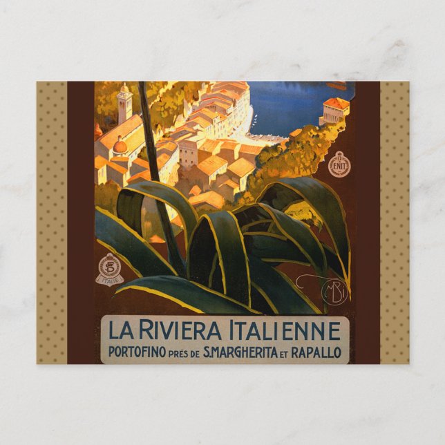 Italian Riviera Europe Italy Travel Poster Postcard (Front)