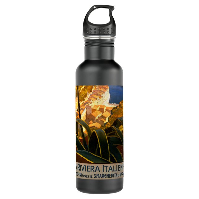 Italian Riviera Europe Italy Travel Poster Stainless Steel Water Bottle (Front)